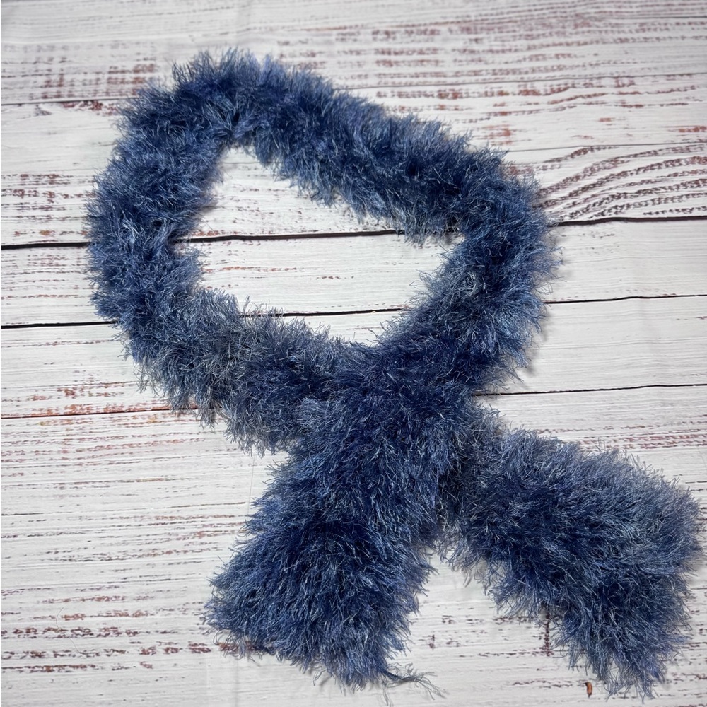Fuzzy Light Navy Blue Eyelash Scarf
